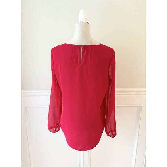 Apt.9 Red Lace Embellished Long Sleeve Blouse S - Picture 3 of 4